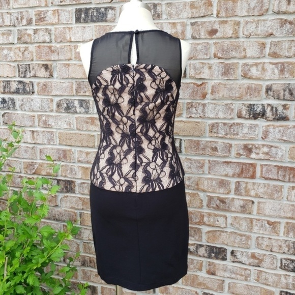 AIDAN Mattox Lace Sheath Sleeveless Dress Black 2 - Picture 4 of 7